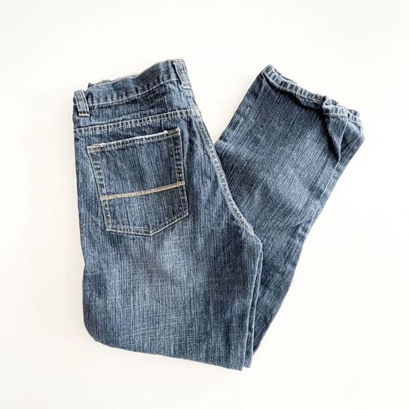 Y2K Bongo Mens Denim Retro Cotton Straight Jeans Distressed Blue 30x33 - Picture 1 of 12